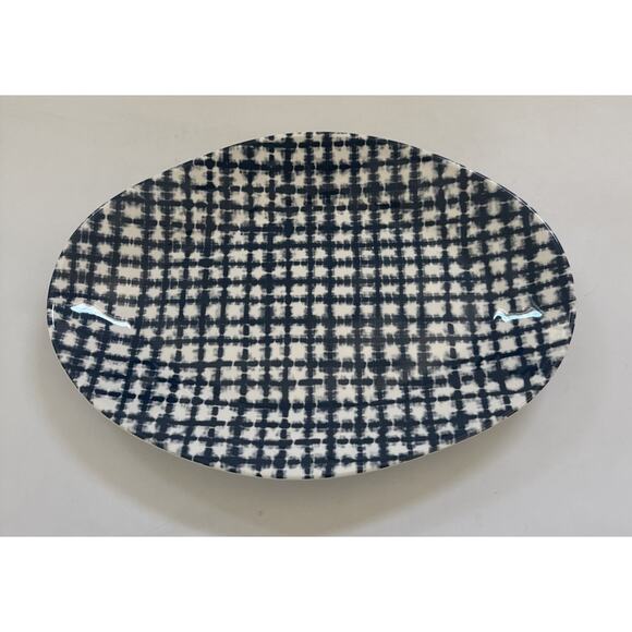 Crate and Barrel Oval Serving Platter Summer Beachy Abstract - Picture 1 of 9